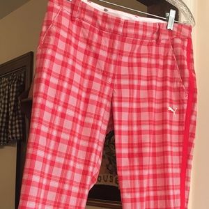Red plaid Puma golf pants, size 6, adorable!